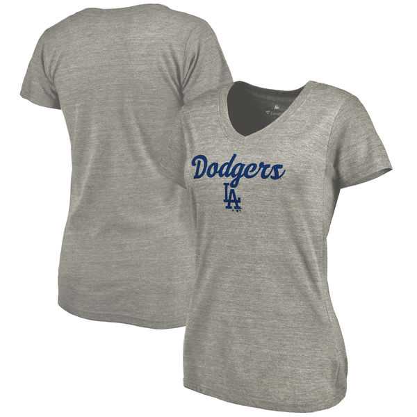 Women's Los Angeles Dodgers Freehand V Neck Slim Fit Tri Blend T-Shirt Ash FengYun,We sell and wholesale Women's Los Angeles Dodgers Freehand V Neck Slim Fit Tri Blend T-Shirt Ash FengYun on line form chian!